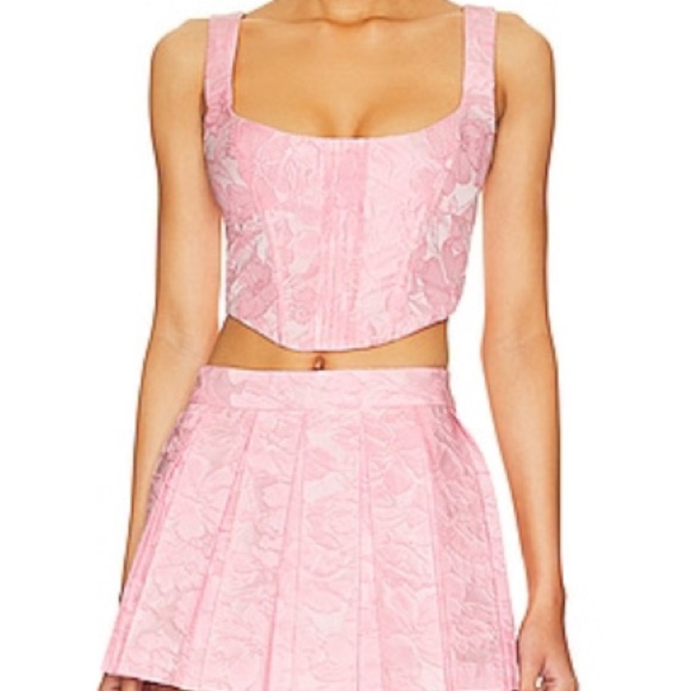 Pink Floral Crop Top and Skirt Set